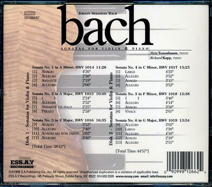 Johann Sebastian Bach, Mela Tenenbaum, Richard Kapp - Sonatas For Violin & Piano (25 tracks) (CD)