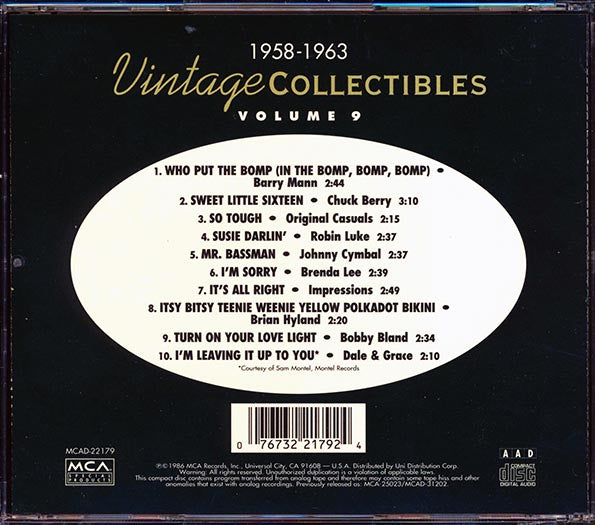 Chuck Berry, Brenda Lee, Barry Mann, Etc. - Vintage Collectibles Volume 9: 1958-1963 (CD)