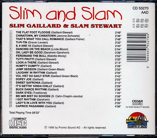 Slim Gaillard, Slam Stewart - Slim And Sam (CD)