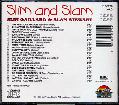 Slim Gaillard, Slam Stewart - Slim And Sam (CD)