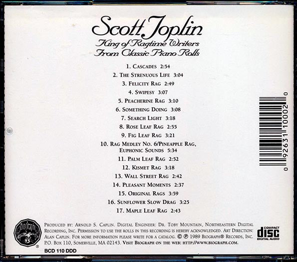 Scott Joplin - King Of Ragtime Writers (CD)