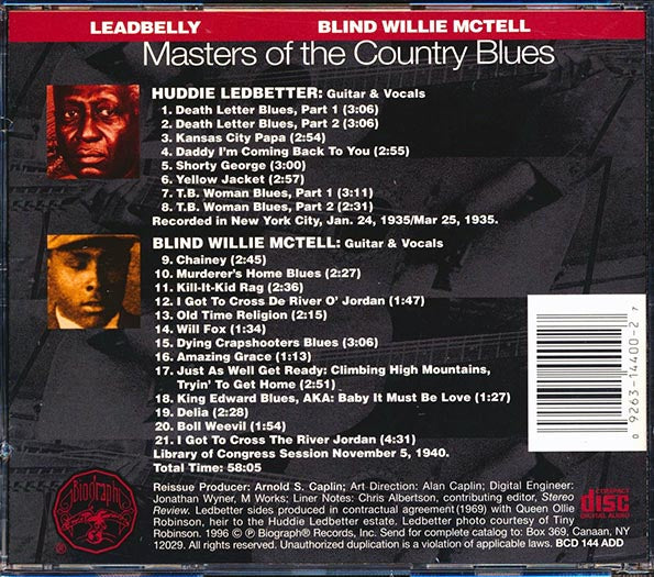 Leadbelly, Blind Willie McTell - Master Of The Country Blues (CD)