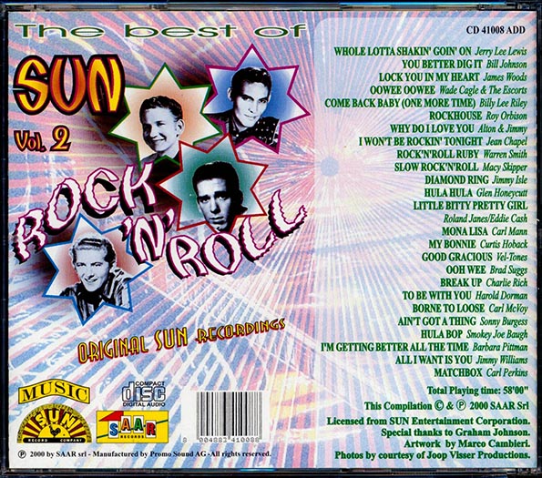 Roy Orbison, Charlie Rich, Smokey Joe Baugh, Wade Cagle & The Escorts, Etc. - The Best Of Sun Rock 'n' Roll Volume 2 (CD)