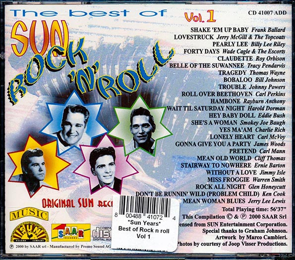 Roy Orbison, Wade Cagle & The Escorts, Frank Ballard, Etc. - The Best Of Sun Rock 'n' Roll Volume 1 (CD)