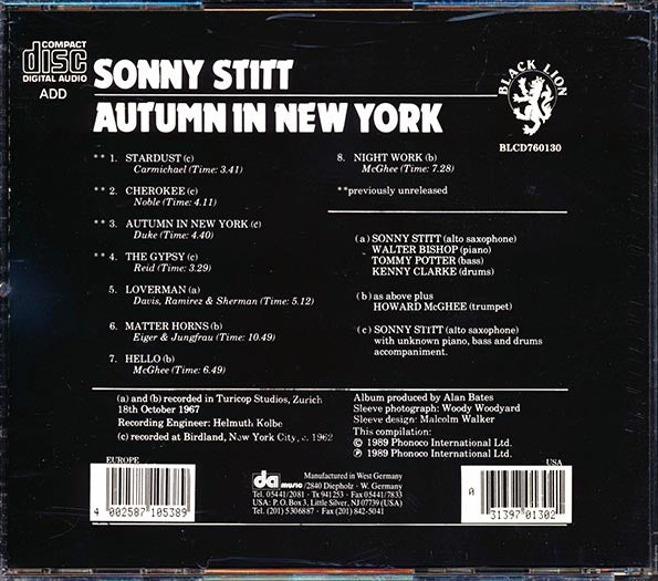 Sonny Stitt - Autumn In New York (CD)