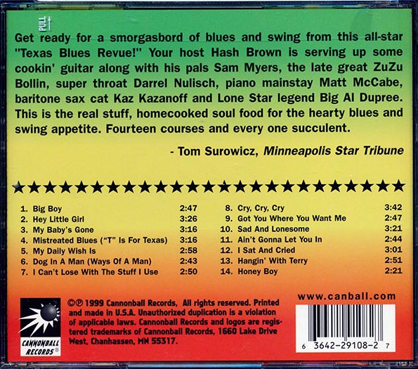 Zuzu Bollin, Darrell Nulisch, Sam Myers - Hash Brown's Texas Blues Revue (CD)
