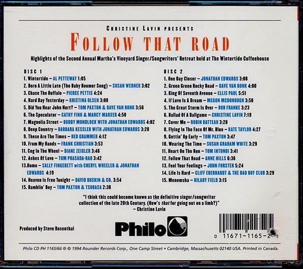 Dave Van Ronk, Anne Hills, Jonathan Edwards, Cliff Eberhardt, Susan Werner, Etc. - Follow That Road: 2nd Annual Vineyard Retreat (30 tracks) (2xCD) (CD)