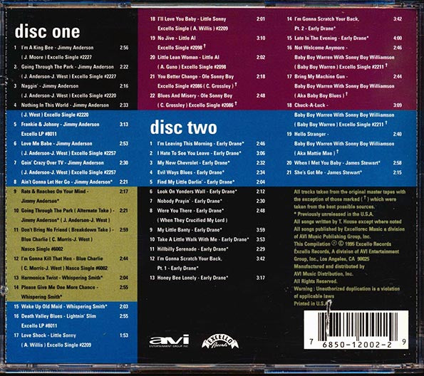 Jimmy Anderson, Lightnin' Slim, Early Drane, Sonny Boy Williamson, Etc. - Blues Hangover: Excello Blues Rarities (43 tracks) (2xCD) (CD)