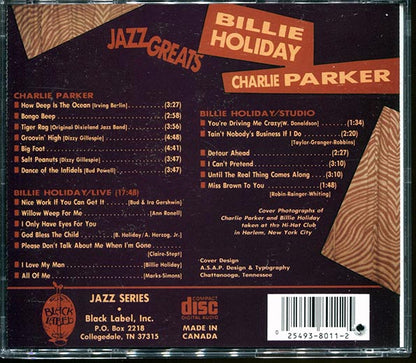 Billie Holiday, Charlie Parker - Jazz Greats (20 tracks) (CD)