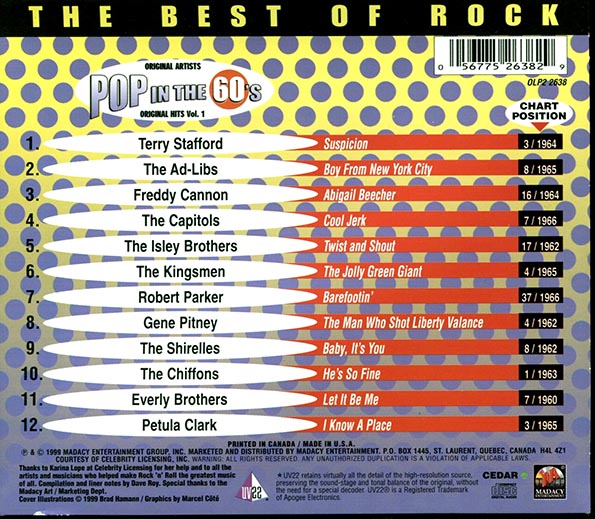 Gene Pitney, The Everly Brothers, Petula Clark, The Kingsmen, The Chiffons, Etc. - Pop In The 60's Volume 1 (CD)