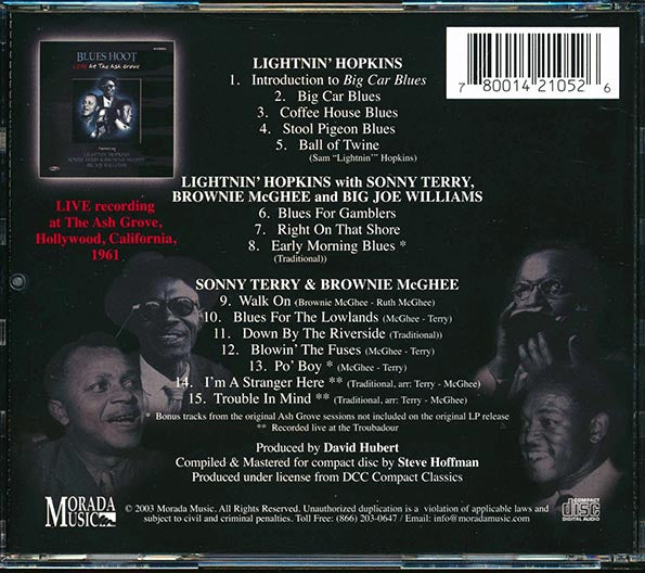 Lightnin' Hopkins, Sonny Terry & Brownie McGhee, Big Joe Williams - Blues Hoot: Live At The Ash Grove (CD)