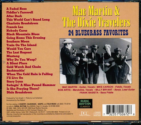 Mac Martin & The Dixie Travelers - 24 Bluegrass Favorites (CD)