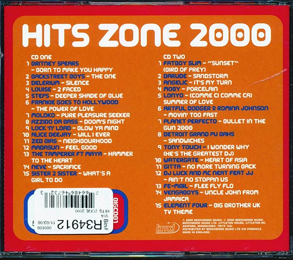 Britney Spears, Backstreet Boys, Delerium, Fatboy Slim, Etc. - Hits Zone 2000 (30 tracks) (CD)