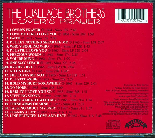 The Wallace Brothers - Lover's Prauer: Their Complete Sims Recordings (CD)