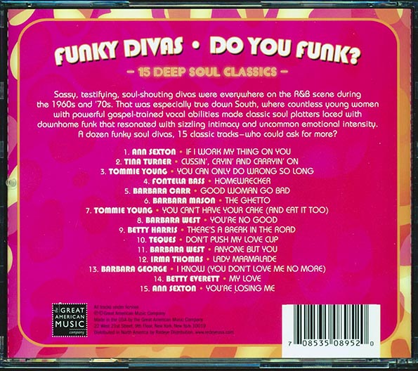 Tina Turner, Ann Sexton, Barbara Mason, Irma Thomas, Etc. - Funky Divas: Do You Funk? 15 Deep Soul Classics (CD)
