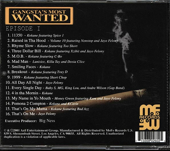 Too Short, Xzibit, Short Chop, Jayo Felony, Etc. - Gangsta's Most Wanted: Episode 1 (CD)