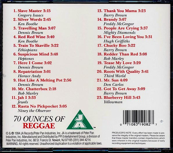 Bob Marley, Gregory Isaacs, Ken Boothe, Dennis Brown, The Jewels, Don Carlos, Etc. - 70 Ounces Of Reggae (CD)