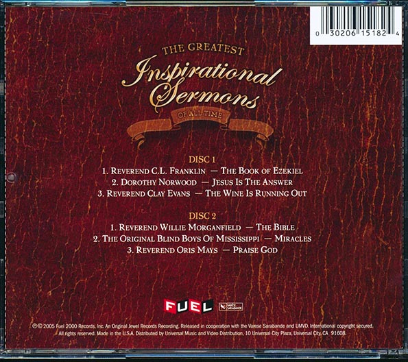 Dorothy Norwood, Reverend CL Franklin, Reverend Clay Evans, The Original Blind Boys Of Mississippi, Etc. - The Greatest Inspirational Sermons Of All Time (CD)