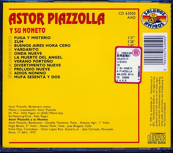 Astor Piazzolla Y Su Noneto - Astor Piazzolla Y Su Noneto (CD)
