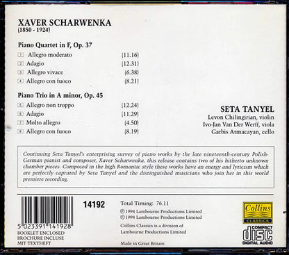 Xaver Scharwenka, Seta Tanyel - Piano Quartet In F Op. 37, Piano Trio No. 2 In A Minor, Op. 45 (incl. large booklet) (CD)