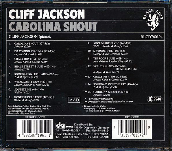 Cliff Jackson - Carolina Shout (CD)