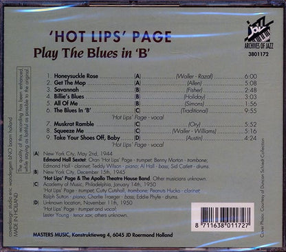 Hot Lips Page - Play The Blues In 'B' (CD)