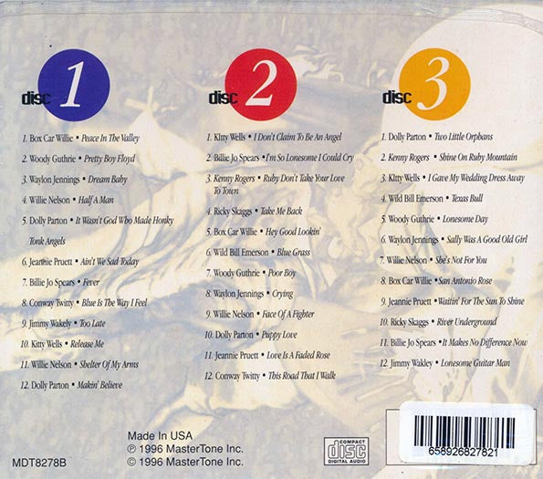 Dolly Parton, Box Car Willie, Waylon Jennings, Kenny Rogers, Etc. - Country Classics (36 tracks) (CD)