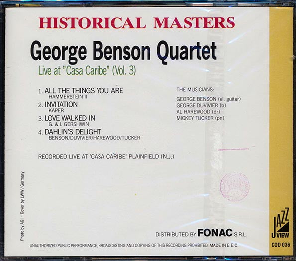 George Benson Quartet - Live At Casa Caribe Volume 3 (CD)