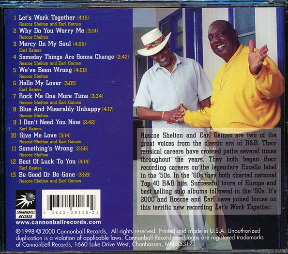 Roscoe Shelton & Earl Gaines - Let's Work Together (CD)