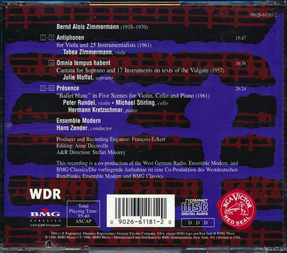 Bernd Alois Zimmermann, Tabea Zimmermann, Ensemble Modern, Hans Zender - Antiphonen / Omnia Tempus Habent / Presence (CD)