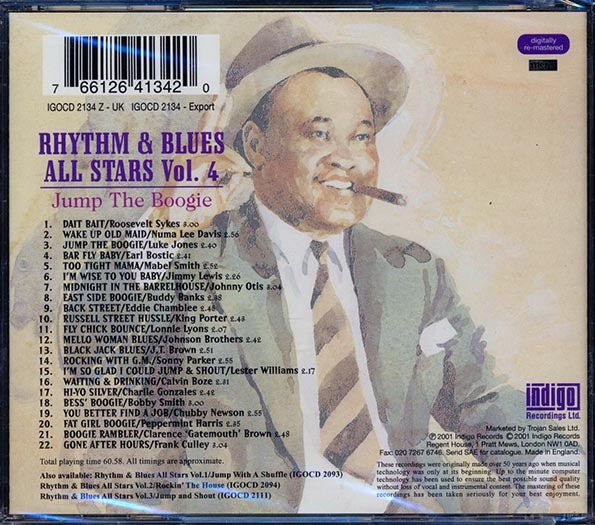 Roosevelt Sykes, Lester Williams, Johnny Otis, Etc. - Rhythm & Blues All Stars Volume 4: Jump The Boogie (CD)
