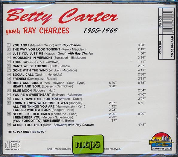 Betty Carter, Ray Charles - Betty Carter, Guest Ray Charles: 1955-1969 (CD)