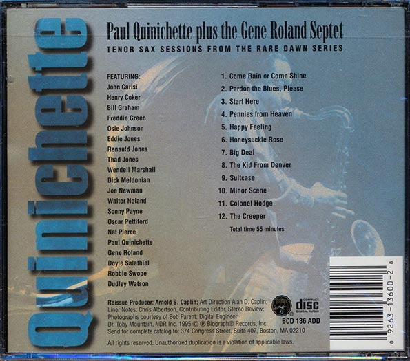 Paul Quinichette Plus Gene Roland Septet - The Kid From Denver (CD)