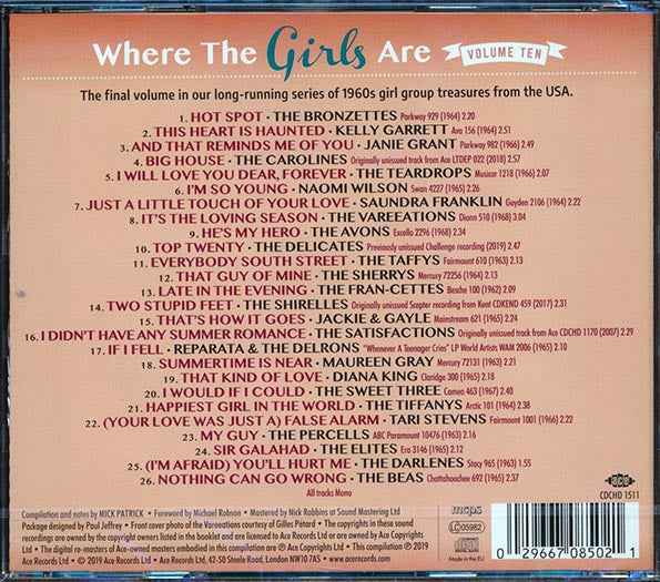 Naomi Wilson, The Bronzettes, The Vareeations, Etc. - Where The Girls Are Volume 10 (CD)