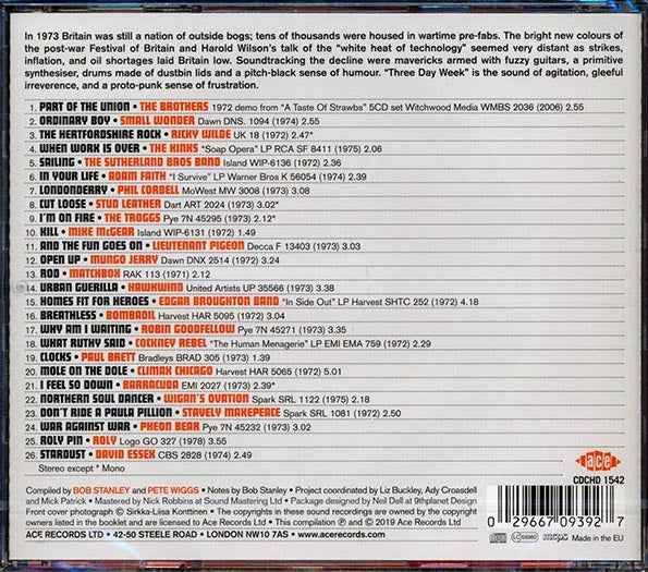 Hawkwind, The Troggs, The Kinks, Etc. - Bob Stanley & Pete Wiggs Present Three Day Week: When The Lights Went Out 1972-1975 (CD)