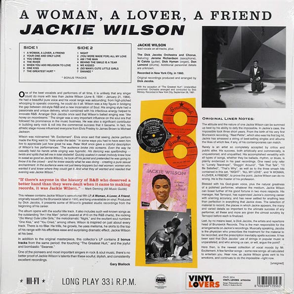 Jackie Wilson - A Woman. A Lover. A Friend. (+2 bonus tracks) (ltd. ed.) (LP) - PureSound Records