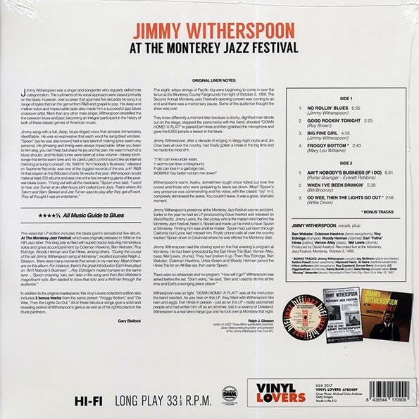 Jimmy Witherspoon - Live At The Monterey Jazz Festival (+2 bonus tracks) (ltd. ed.) (LP) - PureSound Records