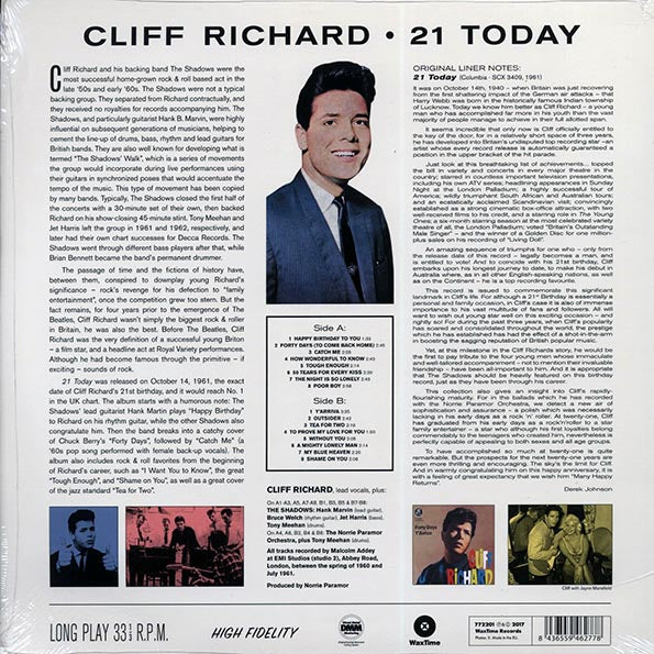 Cliff Richard - 21 Today (ltd. ed.) (180g) (LP) - PureSound Records