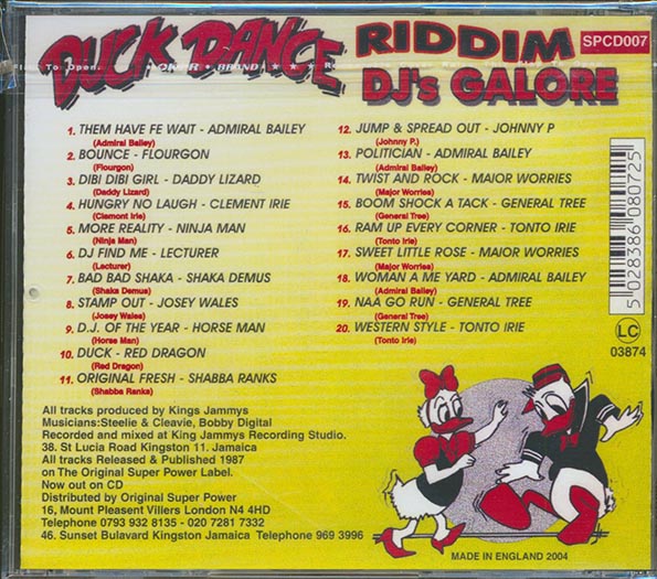 Major Worries, Admiral Bailey, Tonto Irie, Josey Wales, Etc. - Duck Dance Rhythm: DJ's Galore (rhythm: "Duck Dance") (CD)