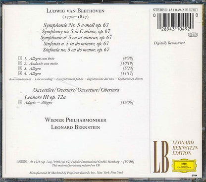 Beethoven - Symphony No. 5, Leonore Overture No. 3: Vienna Philharmonic Orchestra (CD)