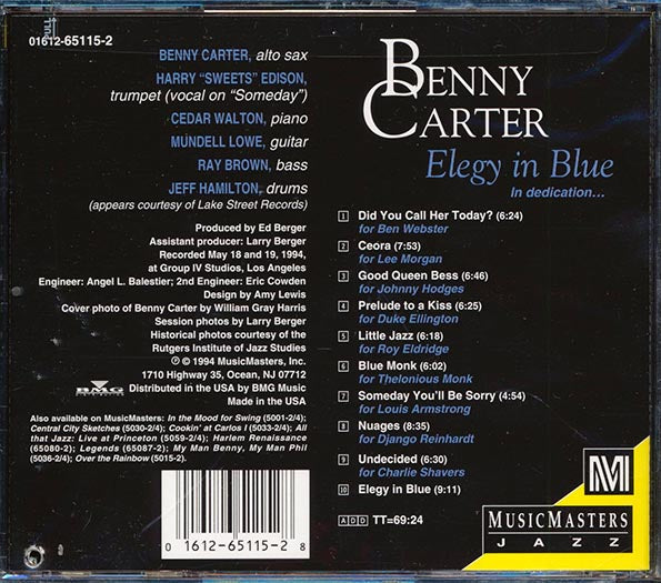 Benny Carter - Elegy In Blue (CD)