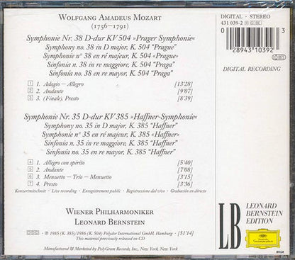 Mozart - Symphonies No. 35 Haffner, No. 38 Prague: Vienna Philharmonic Orchestra (CD)