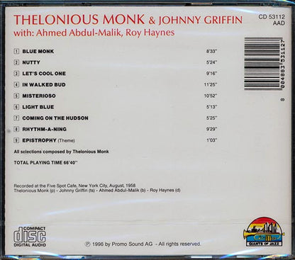 Thelonious Monk, Johnny Griffin - At The Five Spot Cafe, New York City, August 1958 (CD)