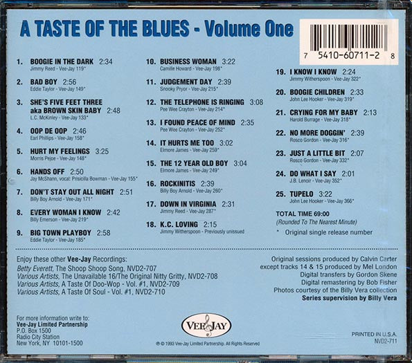 John Lee Hooker, Jimmy Witherspoon, Snooky Pryor, Pee Wee Crayton, Etc. - A Taste Of The Blues Volume 1 (25 tracks) (remastered) (CD)