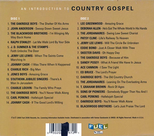 Johnny Cash, Skeeter Davis, Oakridge Boys, Etc. - An Introduction To Country Gospel (32 tracks) (2xCD) (box set) (CD)
