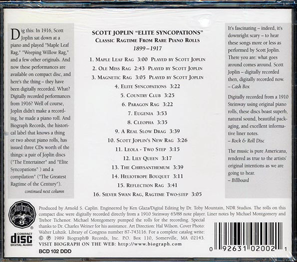 Scott Joplin - Elite Syncopations: Classic Ragtime From Rare Piano Rolls 1899-1917 (CD)