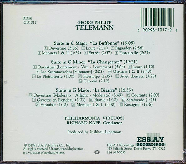 Georg Philipp Telemann - Suites For Orchestra: Philharmoic Virtuoso Richard Kapp, Conductor (CD)
