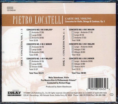 Pietro Locatelli - L' Arte De Violino Vols. 1 & 2 Concertos Nos. 1-6 Conductor Richard Kapp (CD)