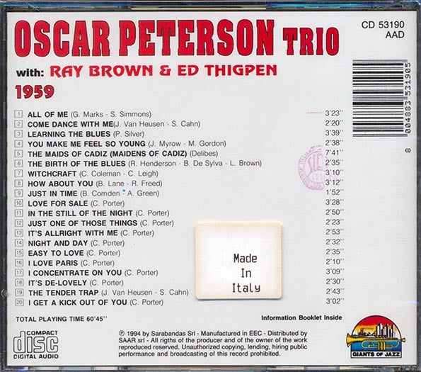 Oscar Peterson Trio - Oscar Peterson Trio: 1959 (CD)