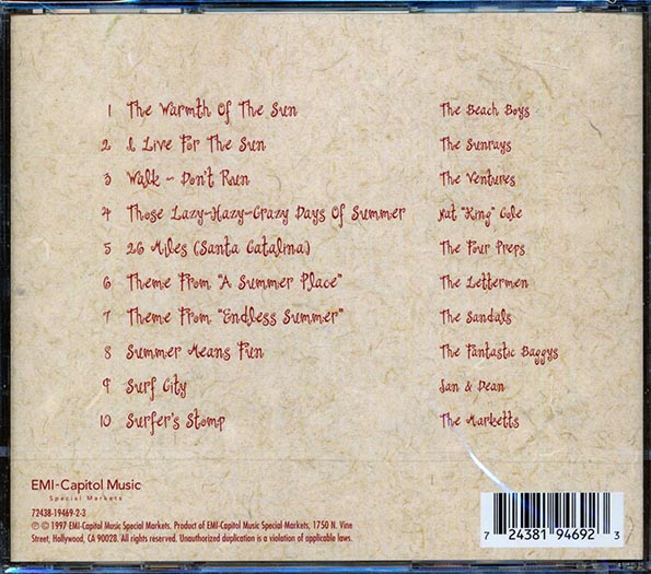 Jan & Dean, The Ventures, The Sunrays, The Lettermen, Etc. - Music For A Summer Barbecue (CD)